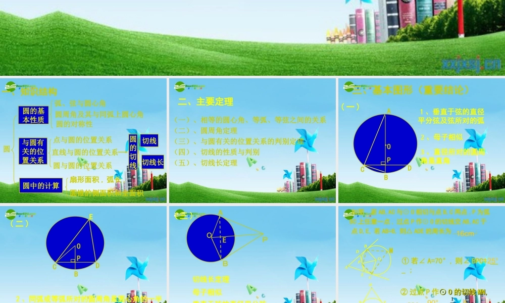 九年级数学上册 圆的复习(两课时)课件 人教新课标版 课件