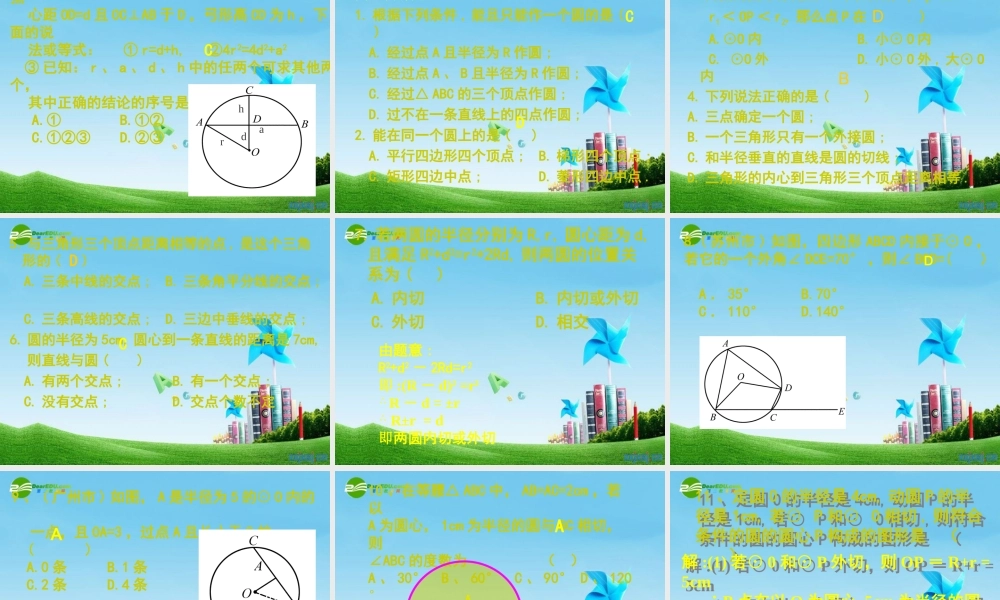 九年级数学上册 圆的复习(两课时)课件 人教新课标版 课件