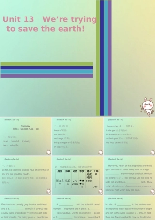九年级英语全册 Unit 13 We re trying to save the earth Tuesday复现式周周练课件 (新版)人教新目标版 课件