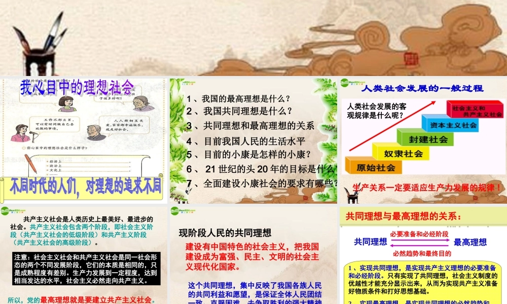 九年级政治 第九课(实现我们的共同理想)综合课件 人教新课标版 课件