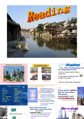 人教新课标英语选修6 Unit3 Reading部分的阅读课件 上学期 课件