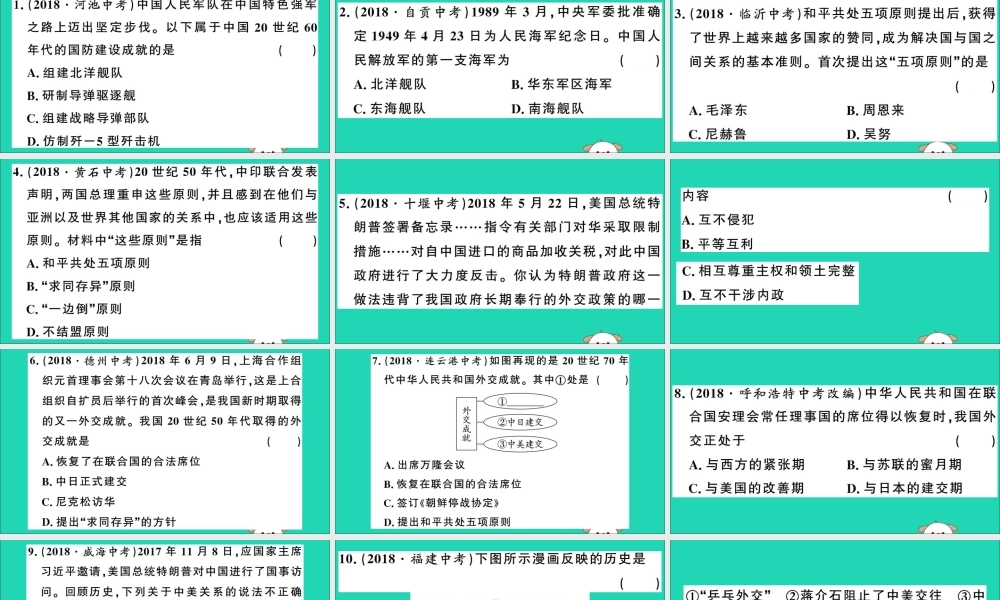 春八年级历史下册 单元考点精练篇 第五、六单元考点精练习题课件 新人教版 课件