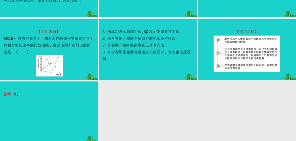 七年级生物下册 4.1.3青春期习题课件(新版)新人教版 课件