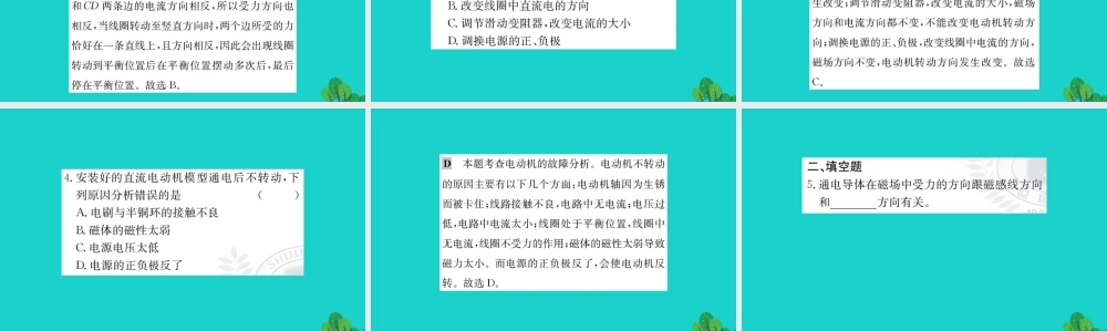 九年级物理全册 173 科学探究：电动机为什么会转动习题课件 (新版)沪科版 课件