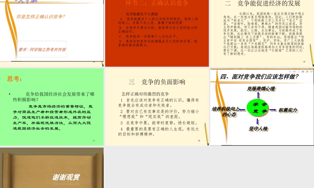 八年级政治下册 第十一课(竞争与合作)课件 陕教版 课件