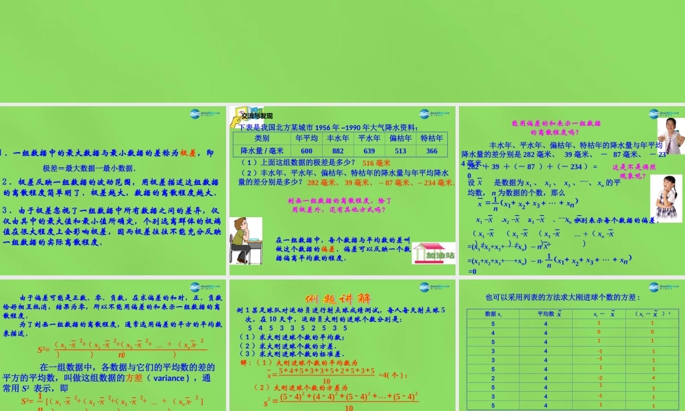 八年级数学下册(.2 数据的离散程度)课件2 (新版)沪科版 课件