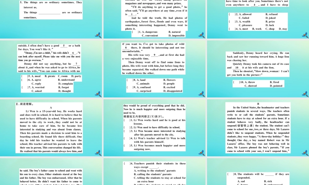 九年级英语上册 Module 11 Photos Unit 3 Language in use习题课件 (新版)外研版 课件