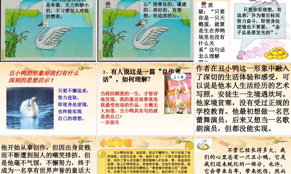 中学七年级语文下册(第3课 丑小鸭)课件 新人教版