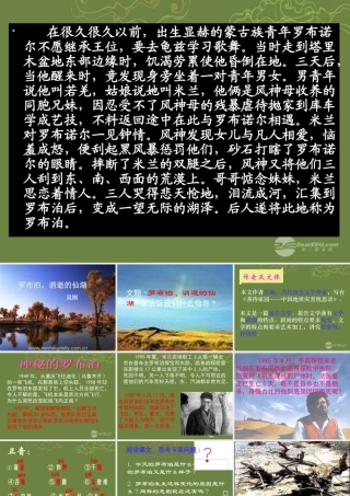 八年级语文下册 12 罗布泊，消逝的仙湖课件2 新人教版 学案-2