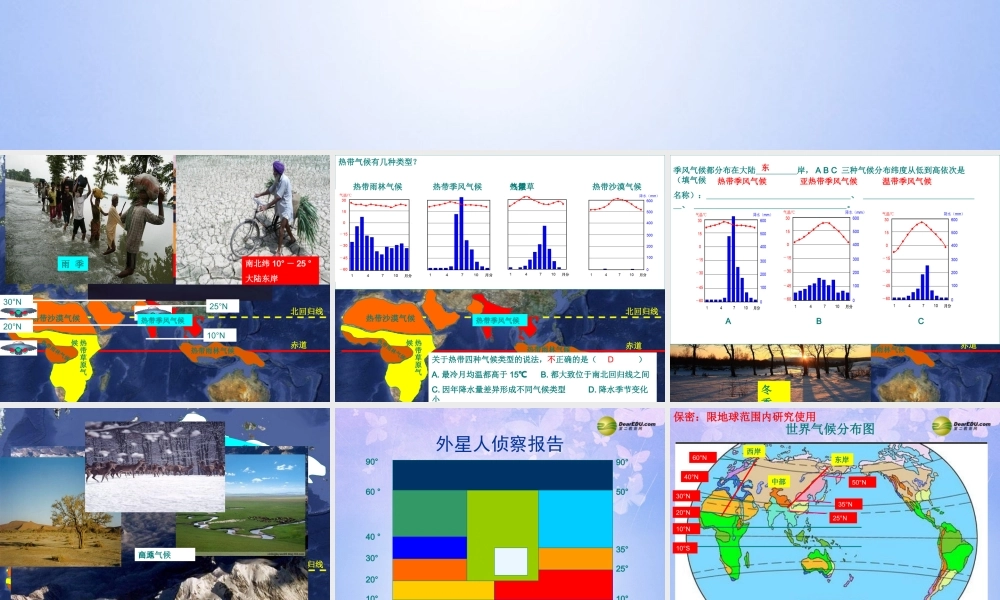中学七年级地理上册 4.4 世界主要的气候类型课件 商务星球版 课件