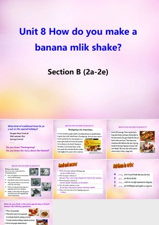 八年级英语上册 Unit 8 How do you make a banana milk shake Section B(2a 2e)课件 (新版)人教新目标版 课件