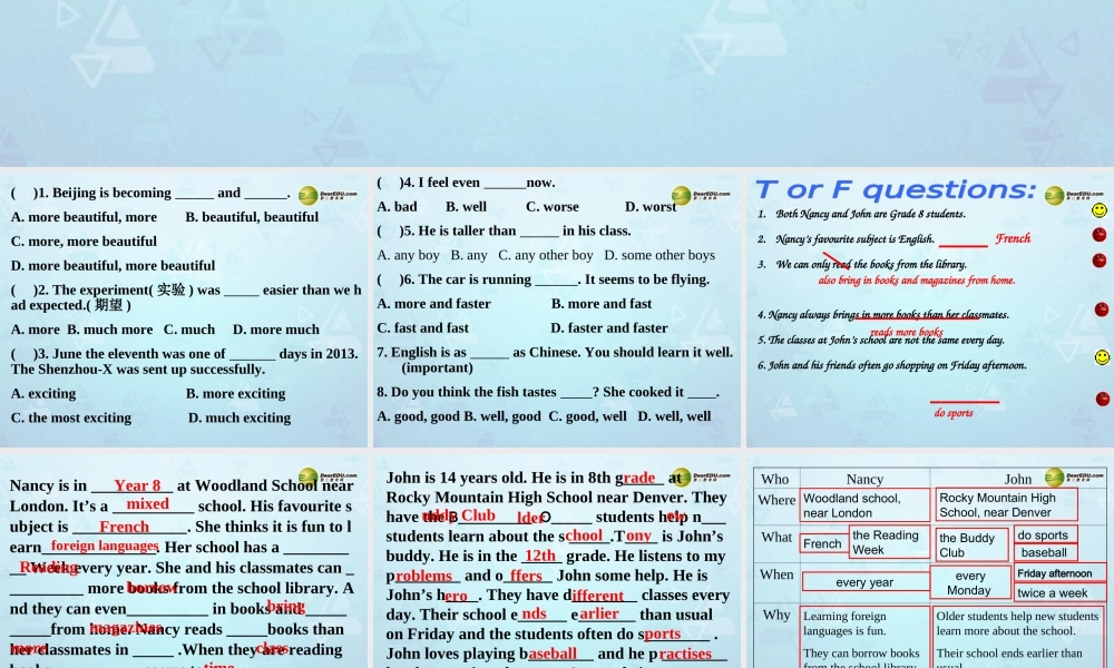 八年级英语上册 Unit 2 School Life Reading 2课件 牛津版 课件