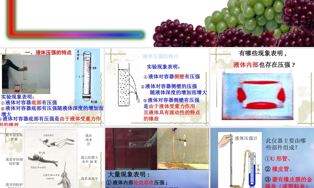 八年级物理下册 10.2 液体的压强课件 (新版)苏科版 课件