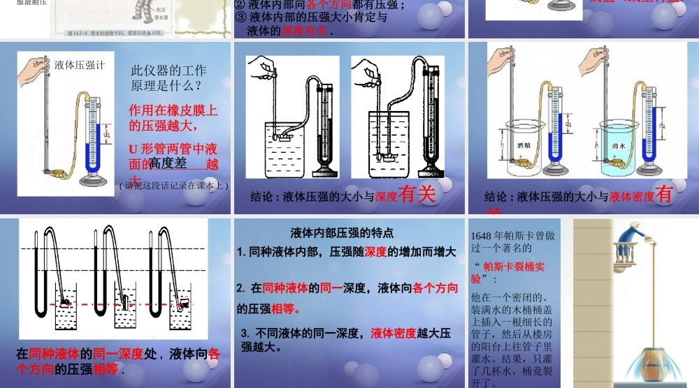 八年级物理下册 10.2 液体的压强课件 (新版)苏科版 课件