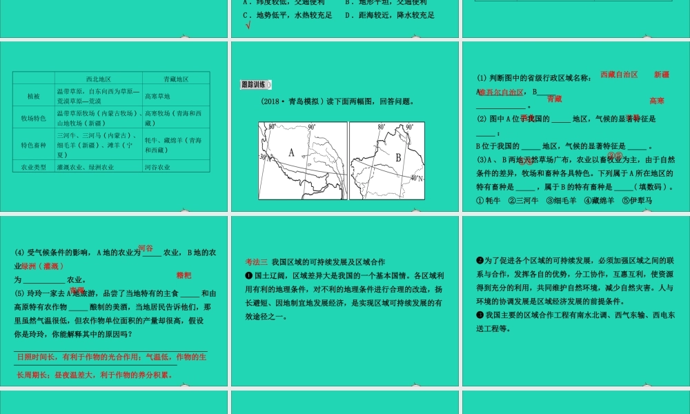 中考地理复习 八下 第九 十章课件