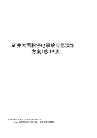矿井大面积停电事故应急演练方案