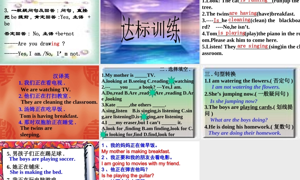 九年级英语现在进行时中考英语复习课件