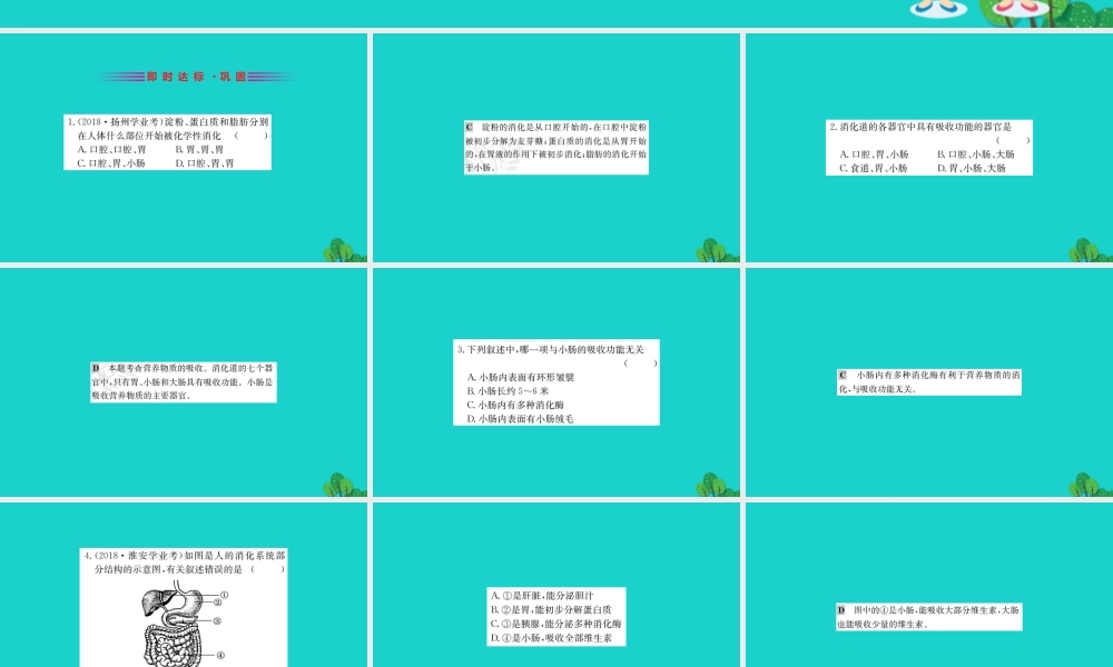 七年级生物下册 4.2.2 消化和吸收习题课件(新版)新人教版 课件