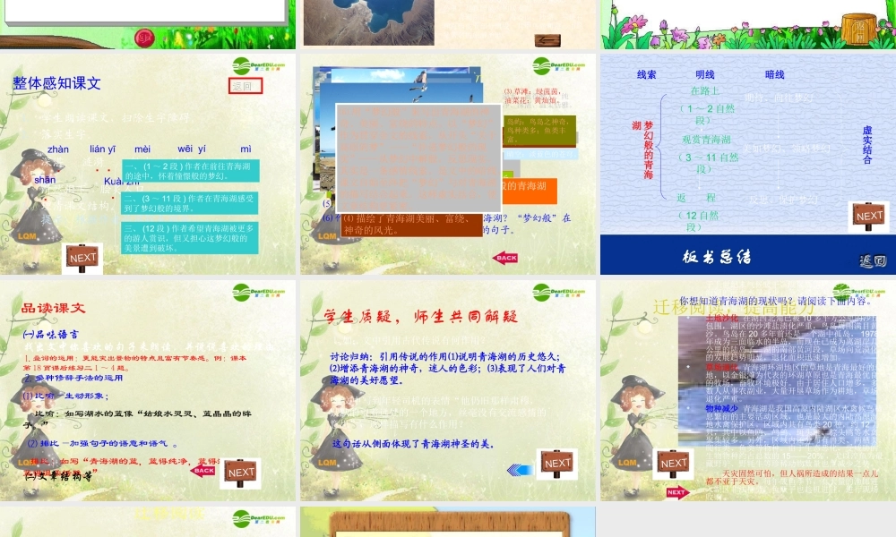 八年级语文上册 3.青海湖，梦幻般的湖课件 语文版 课件