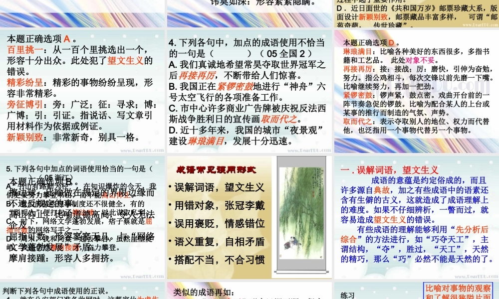 人教版高三语文复习正确使用成语课件