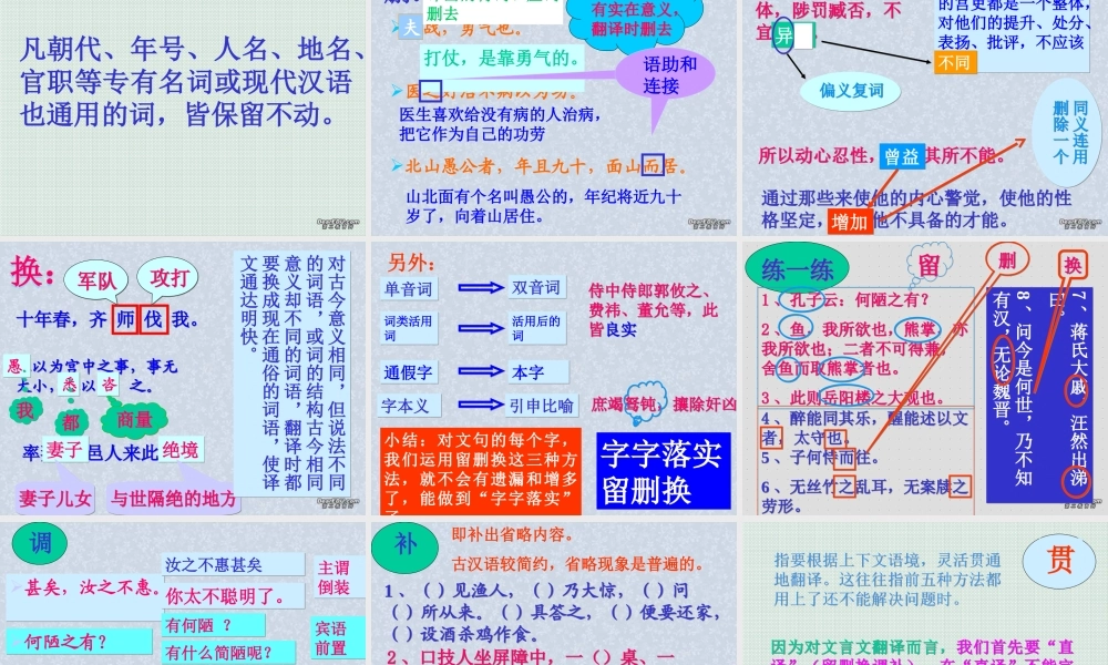 初中语文文言文翻译方法指导 人教版 课件