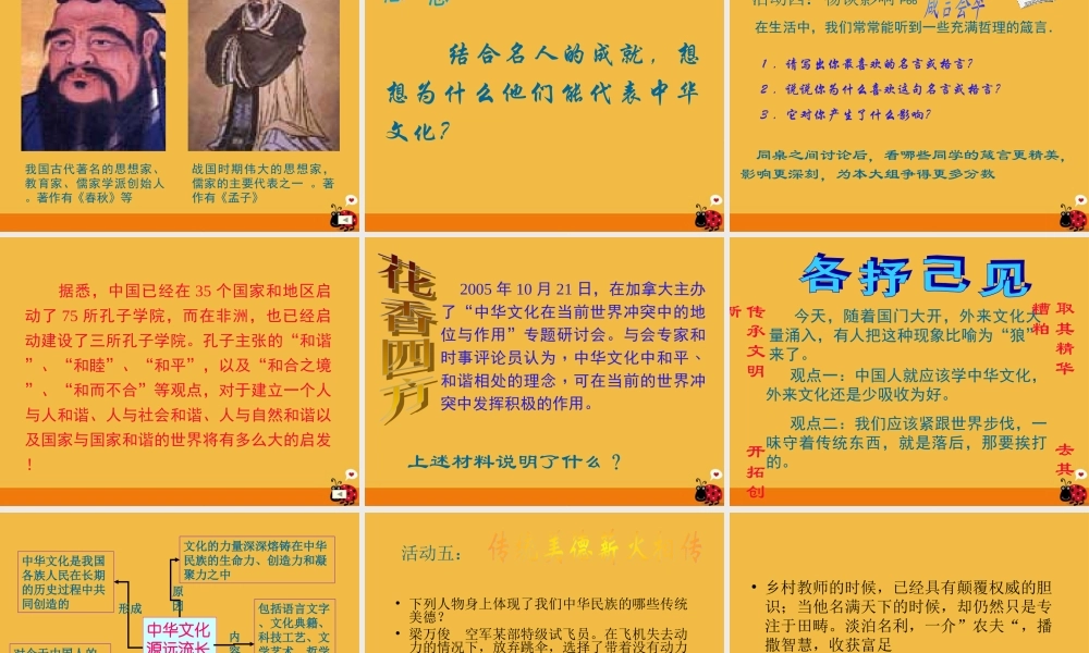 九年级政治 灿烂的中华文化课件 人教新课标版 课件