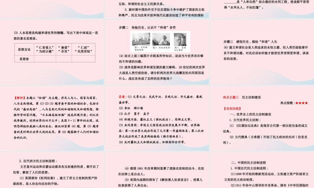 中考历史 专题三 构建和谐社会复习课件 北师大版 课件