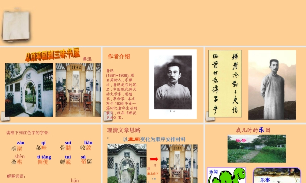 中学七年级语文 (从百草园到三味书屋)课件 人教新课标版 课件