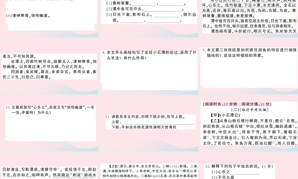 八年级语文下册 第三单元 10小石潭记习题课件 新人教版 课件