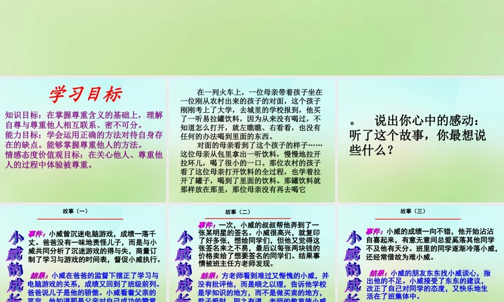 中学七年级政治下册 1.2 尊重他人是我的需要课件2 新人教版 课件