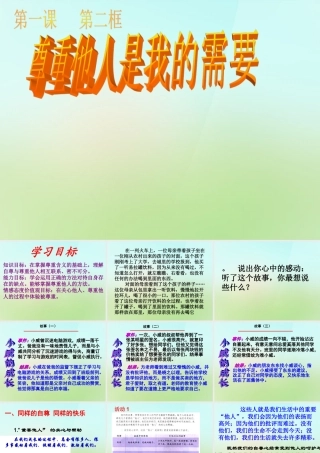 中学七年级政治下册 1.2 尊重他人是我的需要课件2 新人教版 课件