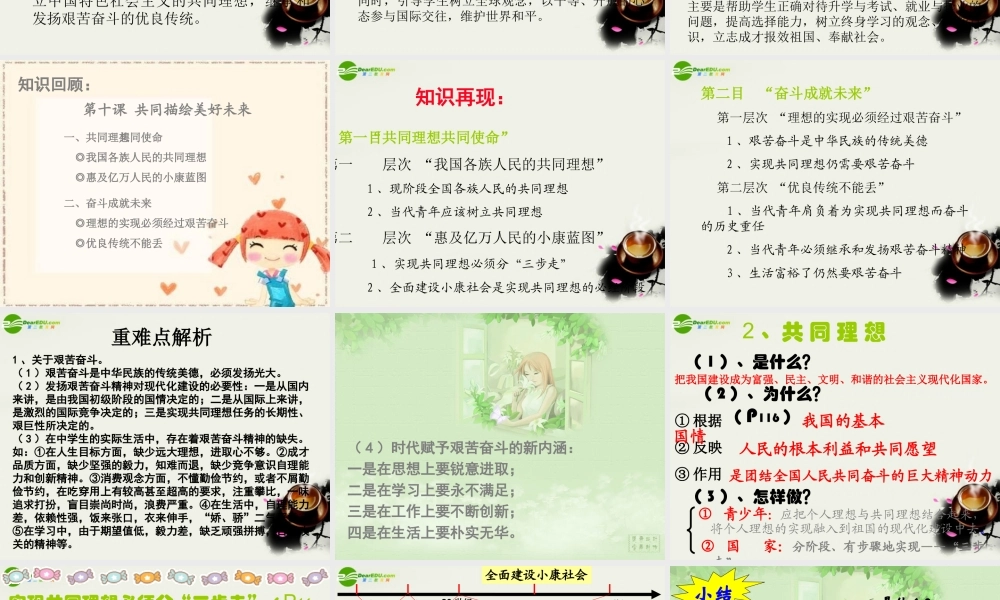 九年级政治 第四单元(我们的未来不是梦)复习课件 鲁教版 课件