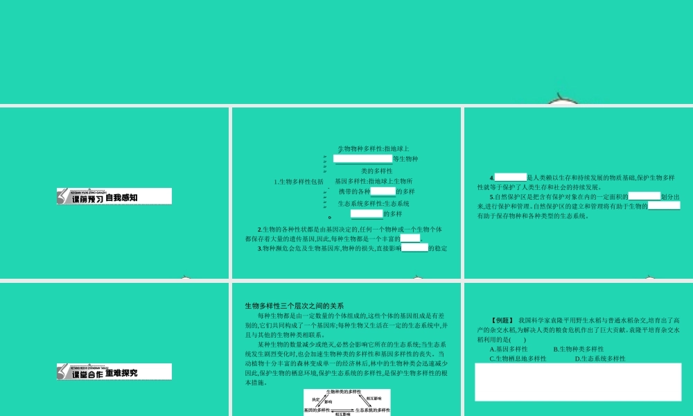 八年级生物下册 7.3.3 保护生物多样性课件 (新版)冀教版 课件