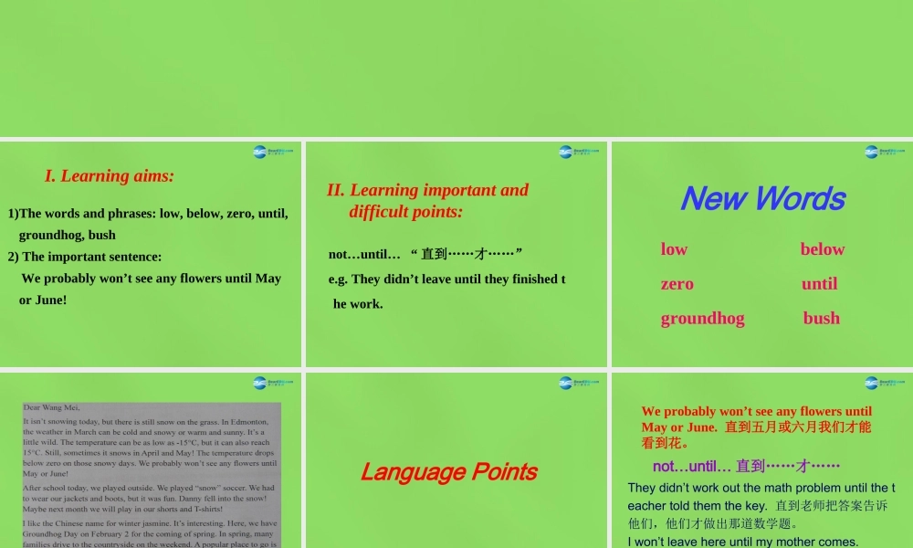 八年级英语下册 Unit 1 lesson 6 Stories about Spring课件 (新版)冀教版 课件