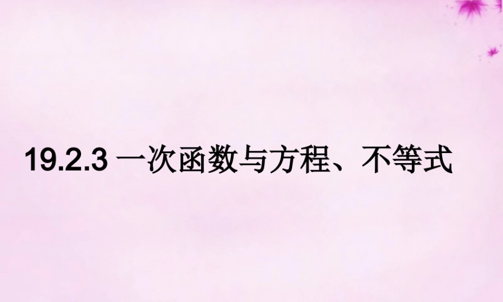 中学八年级数学下册 19.2.3 一次函数与方程、不等式课件 (新版)新人教版