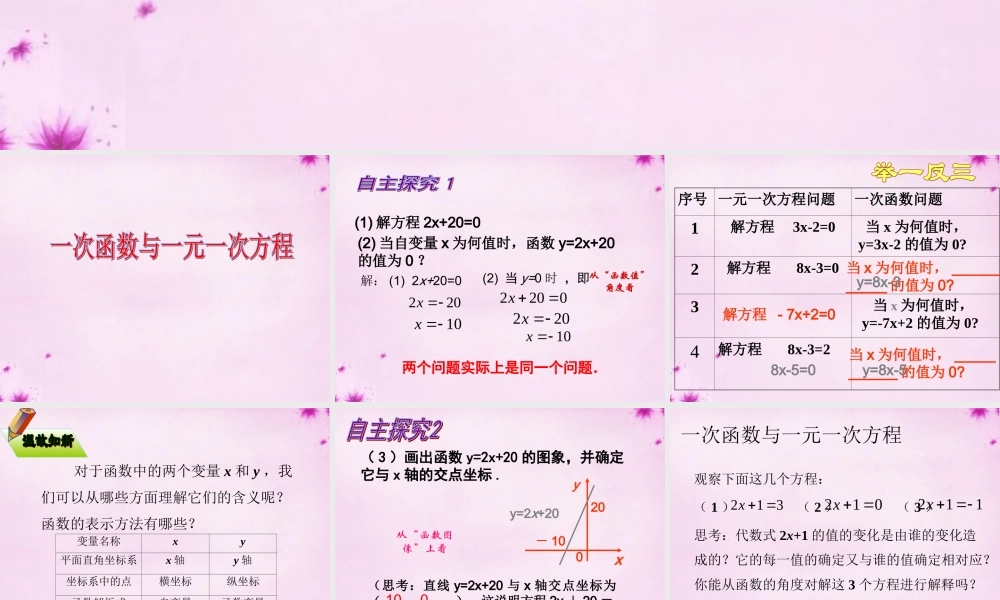 中学八年级数学下册 19.2.3 一次函数与方程、不等式课件 (新版)新人教版