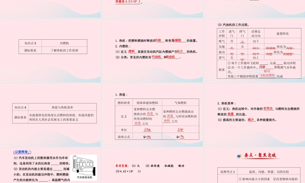 初中物理全程复习方略 第十三章 内能与热机课件 沪科版 课件