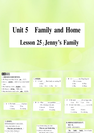 七年级英语上册 Unit 5 Family and Home Lesson 25 Jenny s Family课件 (新版)冀教版 课件
