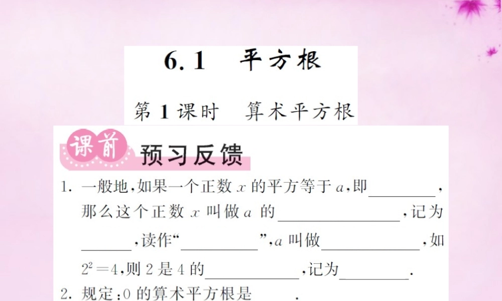 七年级数学下册 6.1 平方根(第1课时)算术平方根课件 (新版)新人教版 课件