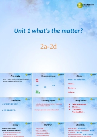 八年级英语下册 Unit 1 What's the matter 2a-2d课件 (新版)人教新目标版 课件