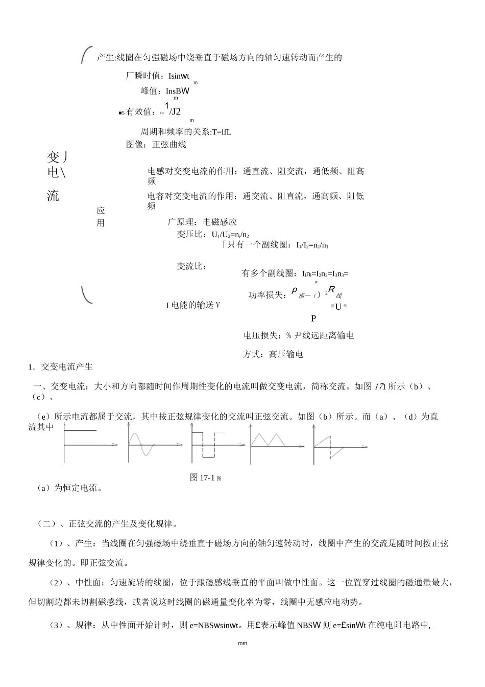 高中物理交变电流知识点及练习_第1页