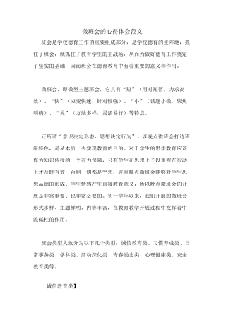 微班会的心得体会范文