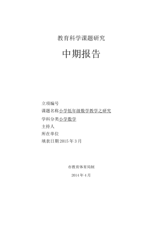 数学课题中期报告