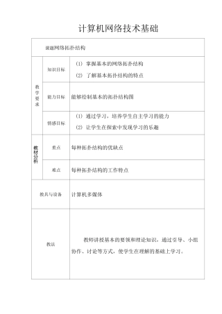 计算机网络拓扑结构教案