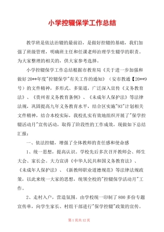 小学控辍保学工作总结