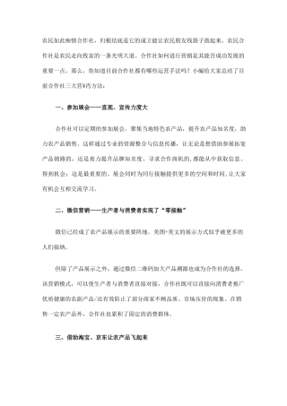 农民合作社营销方案