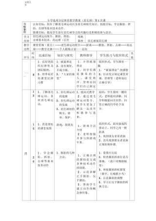 小学羽毛球特色教学教案设计(羽毛球)