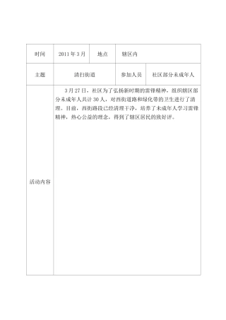 社区组织未成年人活动记录