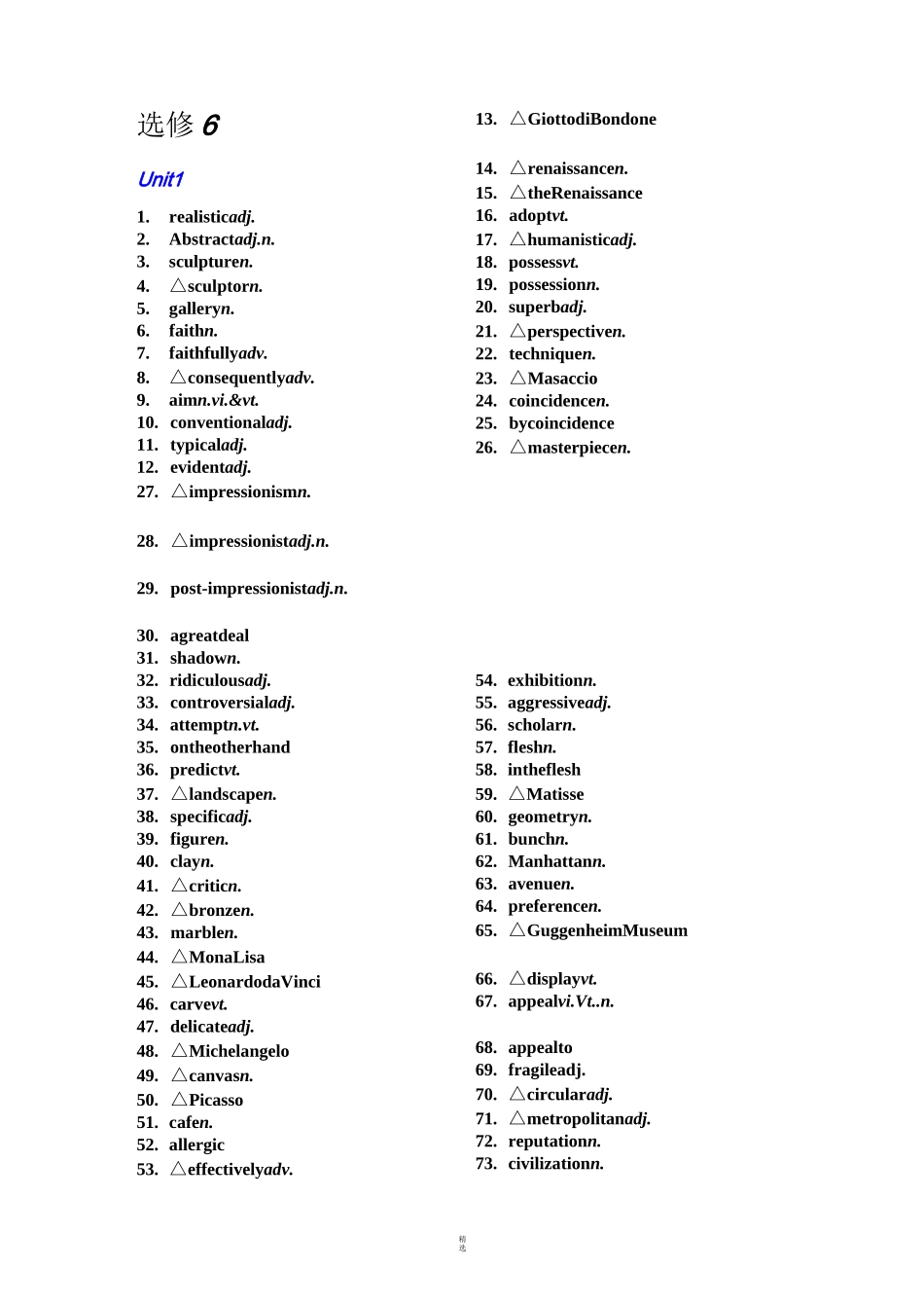 新课标人教版高中英语选修6单词(默写用)_第1页