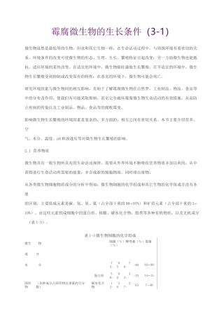霉菌生长的条件